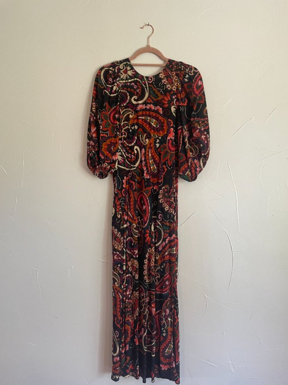 Anthropologie X Kachel Multicolor Paisley Puff-Sleeve Maxi Dress (100% viscose)